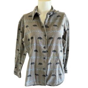True Grit Women’s L Mesa Bear Colorado button up shirt 100% cotton geometric wes